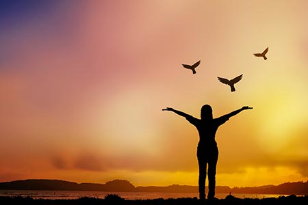 embracing grief at sunset