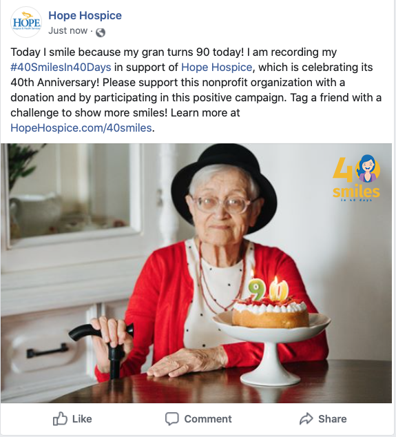 Facebook Post of Grandma celebrating her birthday.