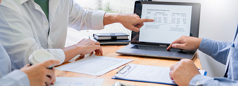 estate planner reviewing plan on computer screen