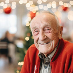 elderly man at Christmas time
